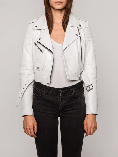 Lily White Biker Leather Jacket