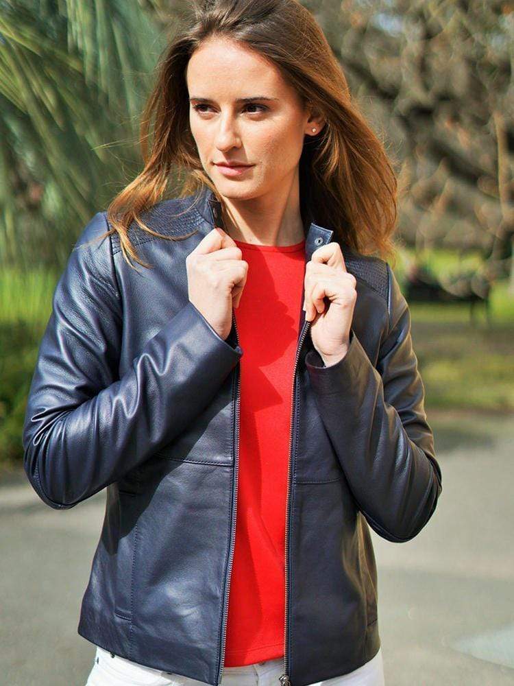 Mandarine | Navy blue Women's leather jacket