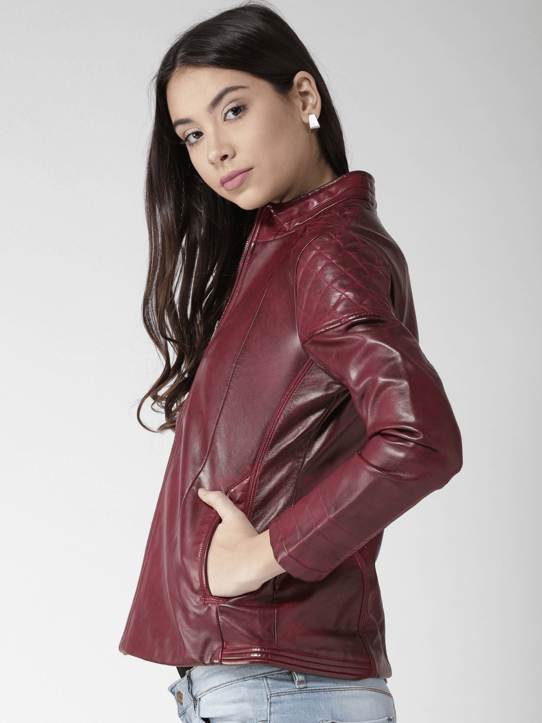 Sculpt Australia womens leather jacket Maroon Biker leather jacket