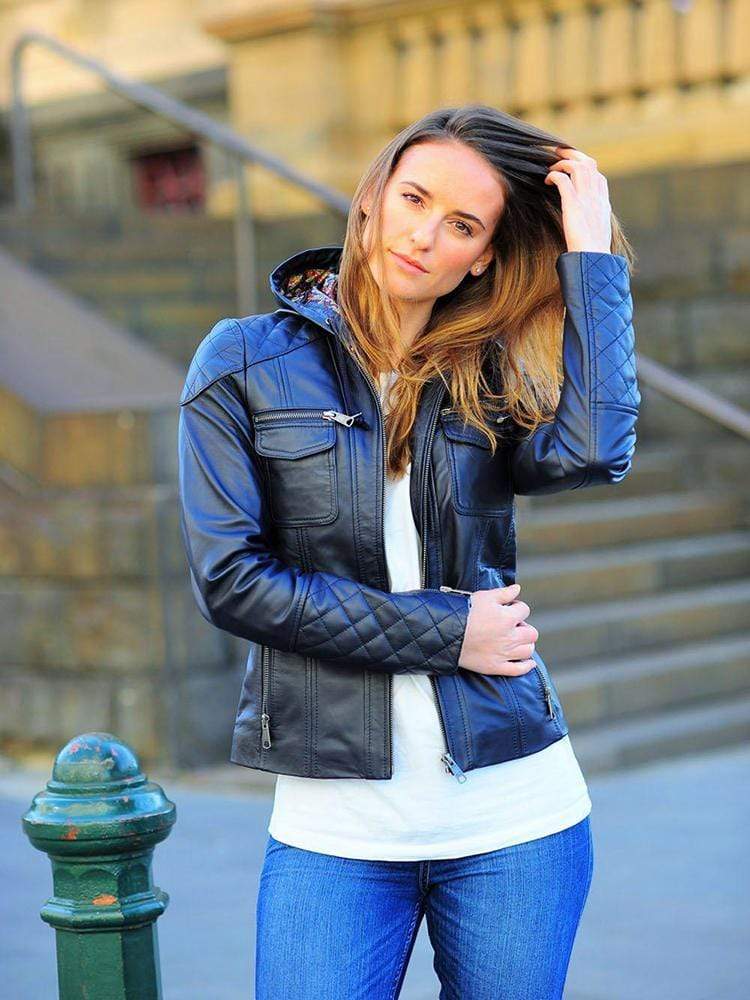Marve - Hooded Women's Leather Jacket