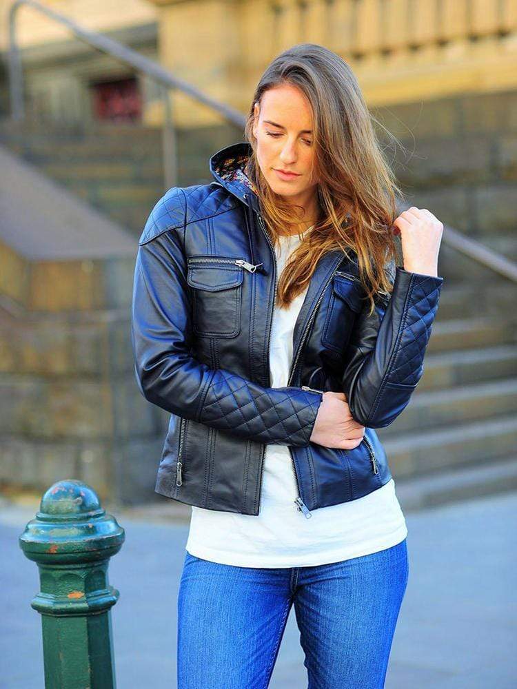 Marve - Hooded Women's Leather Jacket