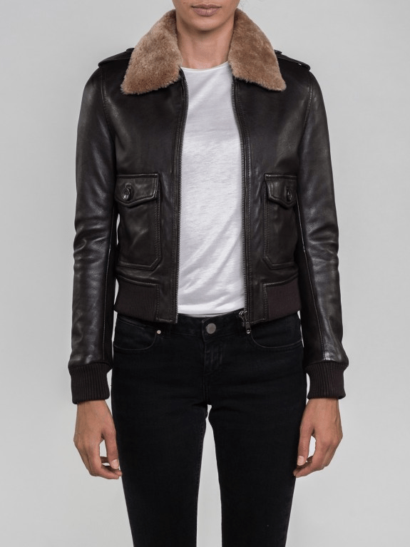 Sculpt Australia womens leather jacket Nia Fur Collared Leather Jacket