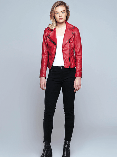 Ruby Red Leather Jacket