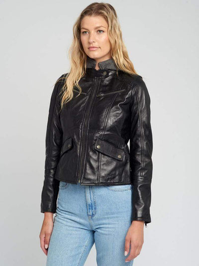 Sculpt Australia womens leather jacket Sculpt's Hooded Black Leather Jacket