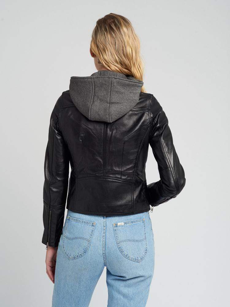 Sculpt Australia womens leather jacket Sculpt's Hooded Black Leather Jacket