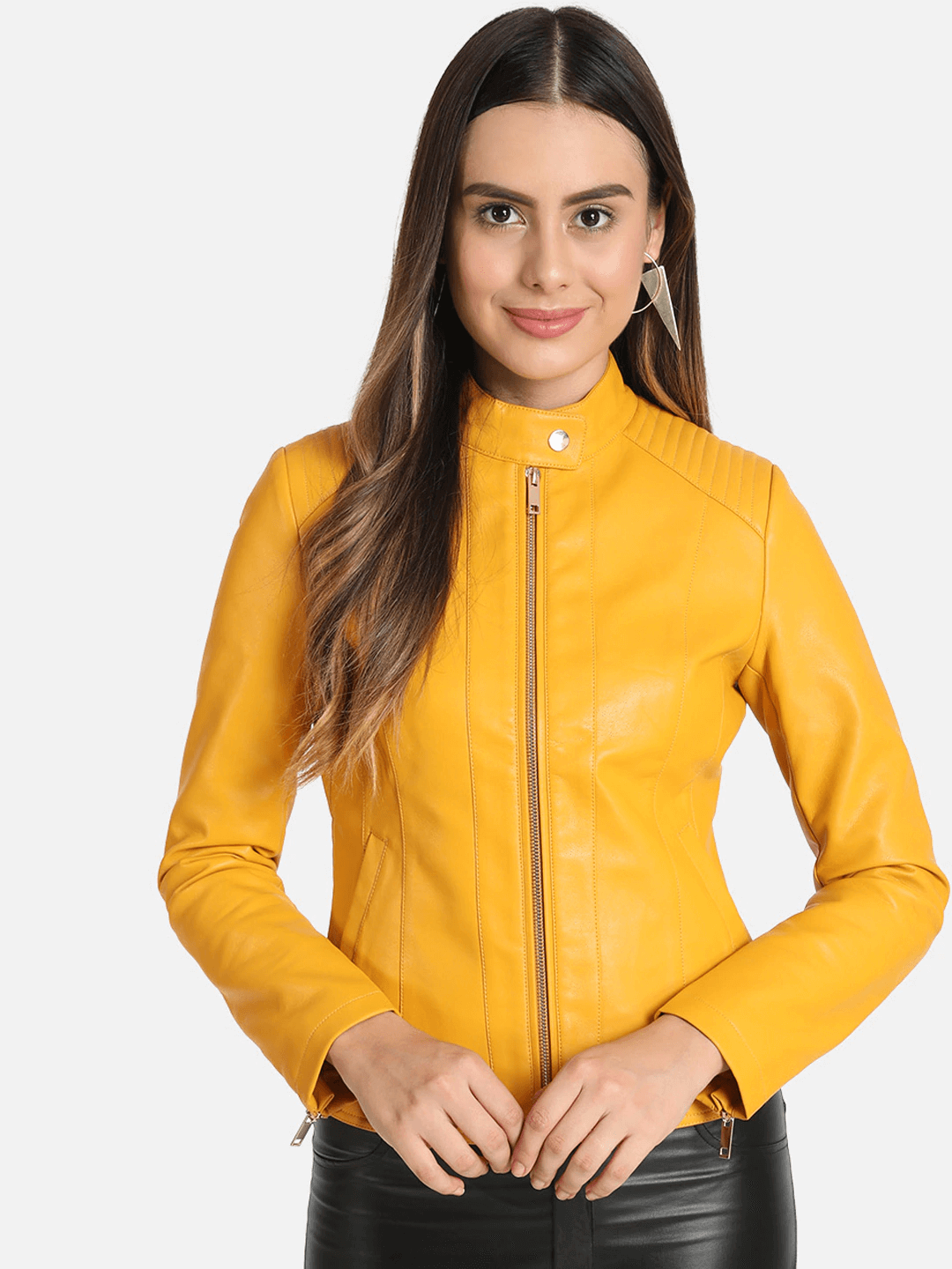Sculpt Australia womens leather jacket Snap Tab Yellow Leather Jacket