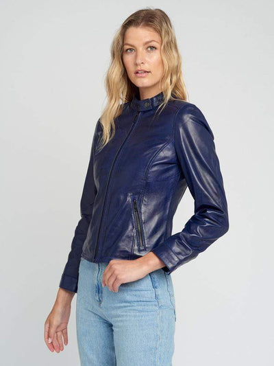 Sculpt Australia womens leather jacket Victoria Navy Blue Leather Jacket