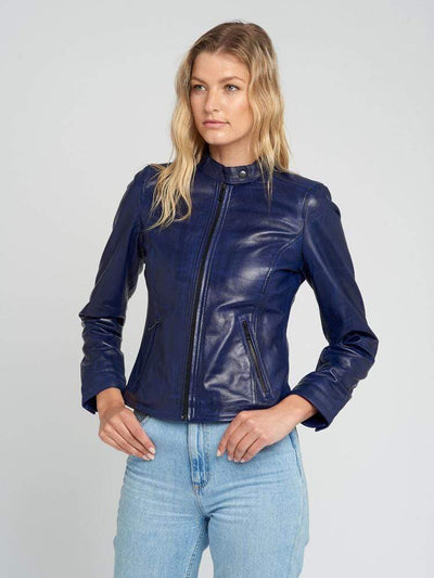 Sculpt Australia womens leather jacket Victoria Navy Blue Leather Jacket