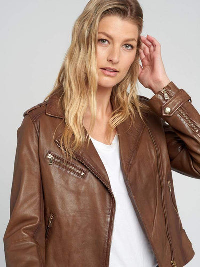 Sculpt Australia womens leather jacket Vintage Brown Leather Jacket